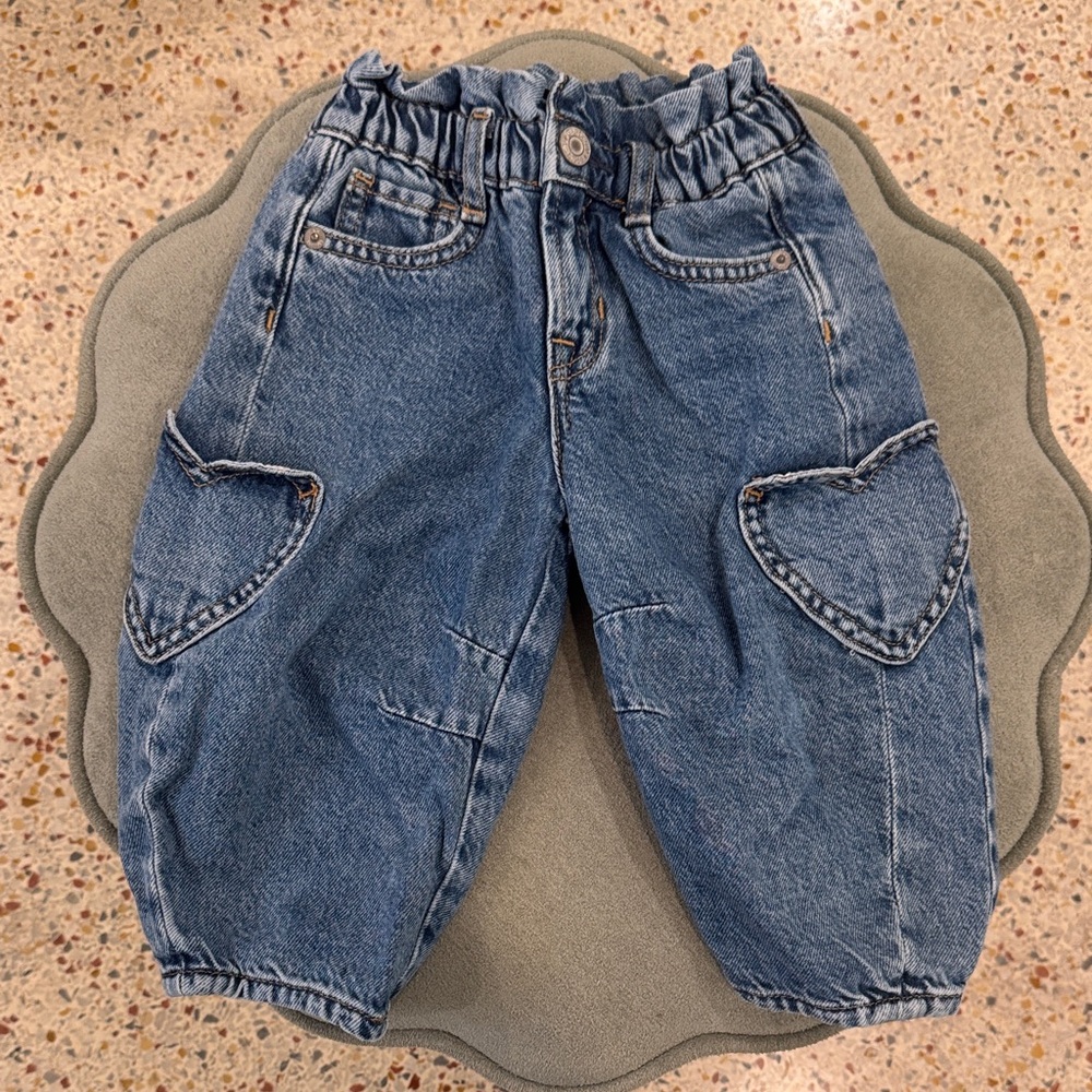 GAP Girls Denim Pants with Heart Patch Pockets - Blue